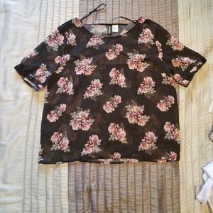 Rose Chiffon Sheer Blouse